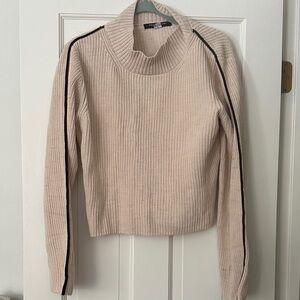 French Connection Cream Cowl Neck Sweater with Black Accents